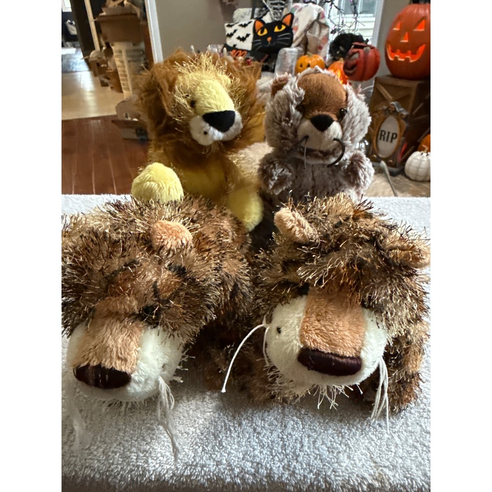 Webkinz Ganz Plush Lot of 4 Lion Brown Arabian Cat Leopard Stuffed Animals